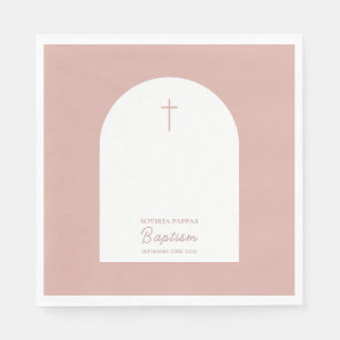 Guardanapo De Papel Christian Baptism Christening Girl Pink Arco
