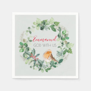 Guardanapo De Papel Christian Christmas Wreath Winter Robin