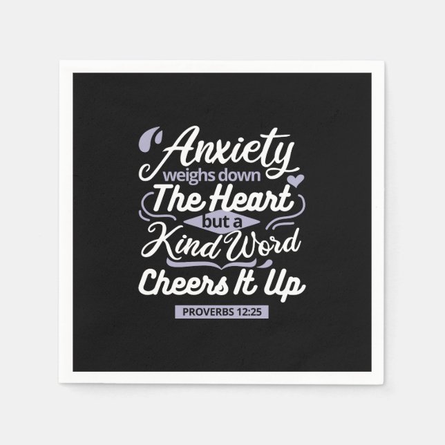 Guardanapo De Papel Christian Encouragement Quote – Anxiety & Kindness (Frente)