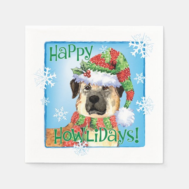 Guardanapo De Papel Christmas Anatolian Shepherd Napkins (Frente)