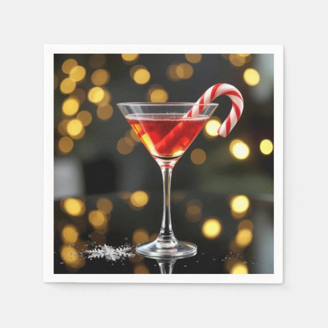 Guardanapo De Papel Christmas Candy Cane In a Cocktail (Frente)