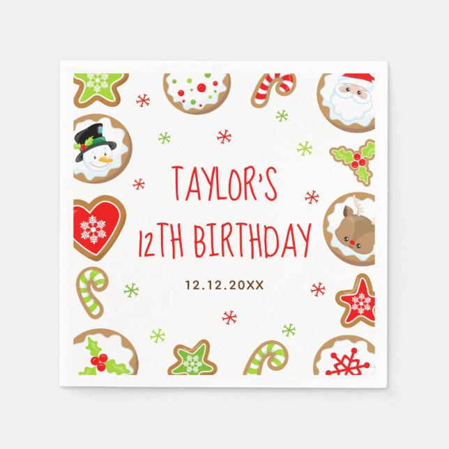 Guardanapo De Papel Christmas Cookies Birthday Party Red and Green (Frente)