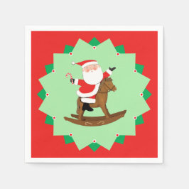 Guardanapo De Papel Christmas Holiday Rocking Horse Paper Plates