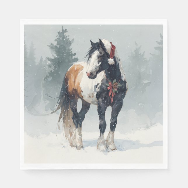 Guardanapo De Papel Christmas Paper Napkin / Beautiful Paint Horse  (Frente)