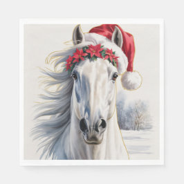 Guardanapo De Papel Christmas Paper Napkin / Beautiful white horse