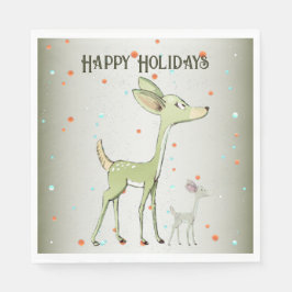 Guardanapo De Papel Christmas Party Green Deers Holidays Cute