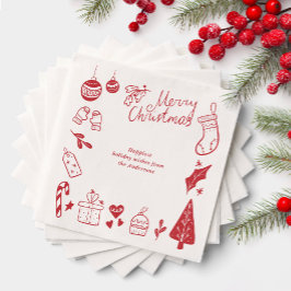 Guardanapo De Papel Christmas Party Red Favorite Things Hand Drawn 