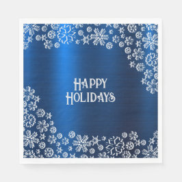 Guardanapo De Papel Christmas Party White Snowflakes Navy Blue