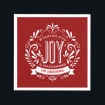 GUARDANAPO DE PAPEL CHRISTMAS RED HOLIDAY JOY CHALKBOARD PERSONALIZADO<br><div class="desc">DESEJOY: Enfeites de natal brilhante e alegre do estilo chalkboard com retrorreflectores vermelhos e brancos, tipografia decorativa de pintura, e espirais de rico. Personalize-o com seu nome ou texto personalizado. Clique em Personalizar para alterar a cor de fundo. Pode ser usado para diversão festiva em casa com amigos, vizinhos e...</div>