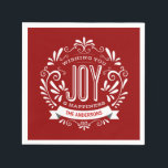 GUARDANAPO DE PAPEL CHRISTMAS RED HOLIDAY JOY CHALKBOARD PERSONALIZADO<br><div class="desc">DESEJOY: Enfeites de natal brilhante e alegre do estilo chalkboard com retrorreflectores vermelhos e brancos, tipografia decorativa de pintura, e espirais de rico. Personalize-o com seu nome ou texto personalizado. Clique em Personalizar para alterar a cor de fundo. Pode ser usado para diversão festiva em casa com amigos, vizinhos e...</div>