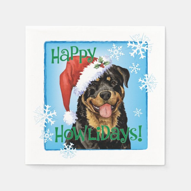 Guardanapo De Papel Christmas Rottweiler Napkins (Frente)