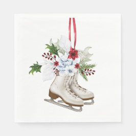 Guardanapo De Papel Christmas skating shoes with flowers and leaves