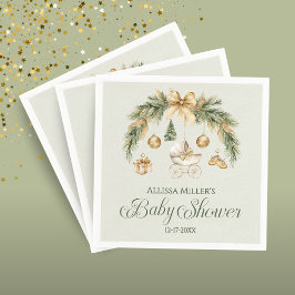 Guardanapo De Papel Christmas Watercolor Greenery Winter Baby Shower