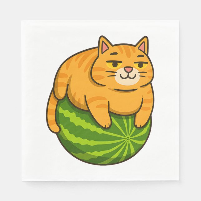 Guardanapo De Papel Chubby Cat na Camisa Memória de Melancia (Frente)