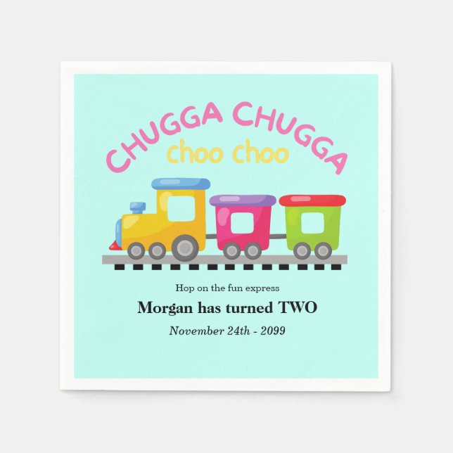 Guardanapo De Papel Chugga Choo Train Themed segundo aniversário de ca (Frente)