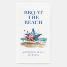 Churrasco azul branco vermelho na praia