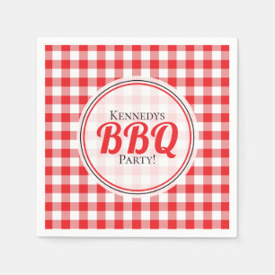 Guardanapo De Papel CHURRASCO Da Família Gingham Check, Vermelho E Br
