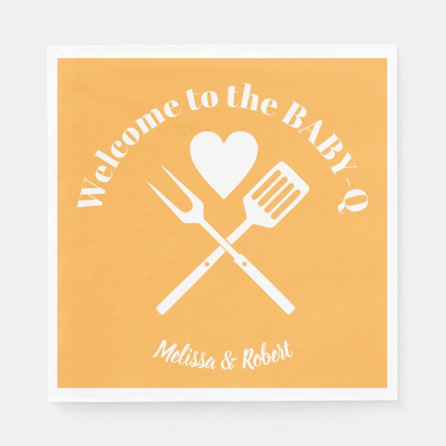 Guardanapo De Papel Churrasco de Chá de fraldas BABY-Q de Laranja de P (Frente)