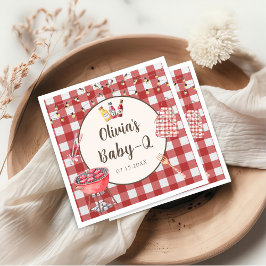 Guardanapo De Papel Churrasco de quintal vermelho Baby Q Chá de fralda