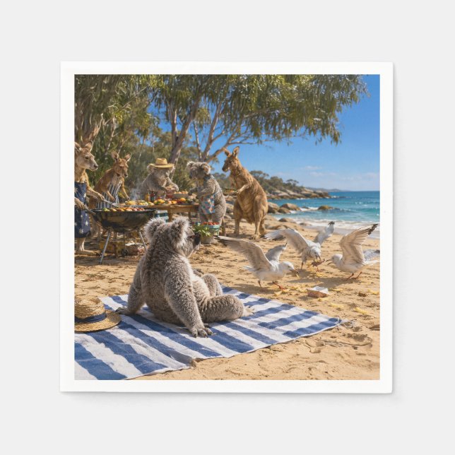 Guardanapo De Papel Churrasco na Praia dos Cangurus (Frente)