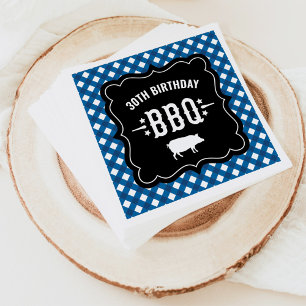Guardanapo De Papel Churrasco Xadrez Rustic Blue Gingham