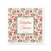 Chuva de Adoção Floral Botânica Vermelha Elegante