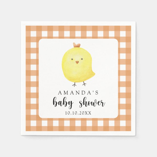 Guardanapo De Papel Chuva de água frango Baby Shower (Frente)