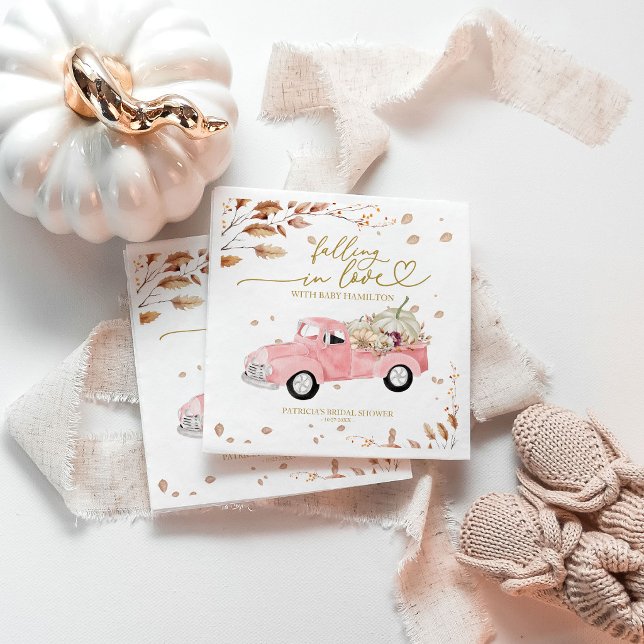 Guardanapo De Papel Chuva de Amor Caminhão Rosa Menina Chá de Bebê (Criador carregado)