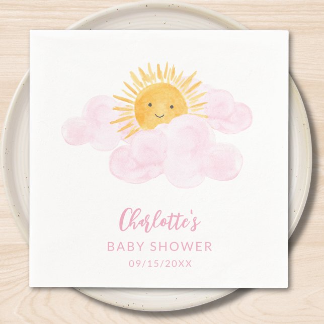 Guardanapo De Papel Chuva de Amor Festa de Bebê Menina (Criador carregado)