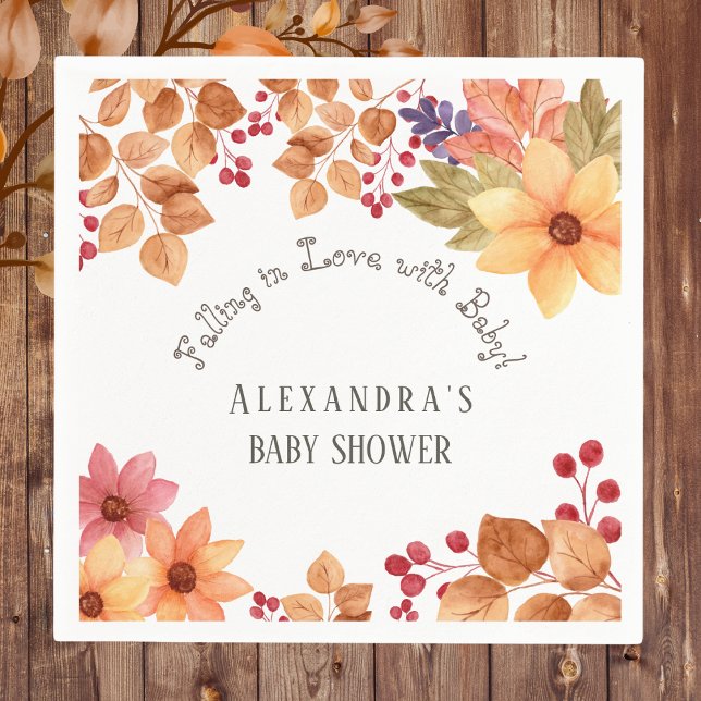 Guardanapo De Papel Chuva de Amor Floral Outono Baby Shower (Criador carregado)