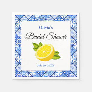 Guardanapo De Papel Chuva de Arroz de Azulejo Azul Mediterrâneo com Li