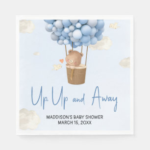 Guardanapo De Papel Chuva de Balão de Ar Quente Azul no Baby Shower