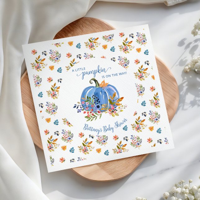 Guardanapo De Papel Chuva de Bebê Abóbora Azul Rústica de Outono (Criador carregado)