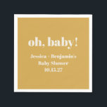 Guardanapo De Papel Chuva de Bebê Amarelo Empoeirado Fofo Moderno Nome<br><div class="desc">Guardanapos de Chuva de Bebê Amarelo Empoeirado Fofo Moderno Nome Personalizado</div>