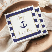 Chuva de Bebê Âncora Náutica "Ahoy! É um Menino!"