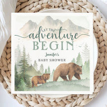 Chuva de Bebê Aventura Começa Urso Floresta