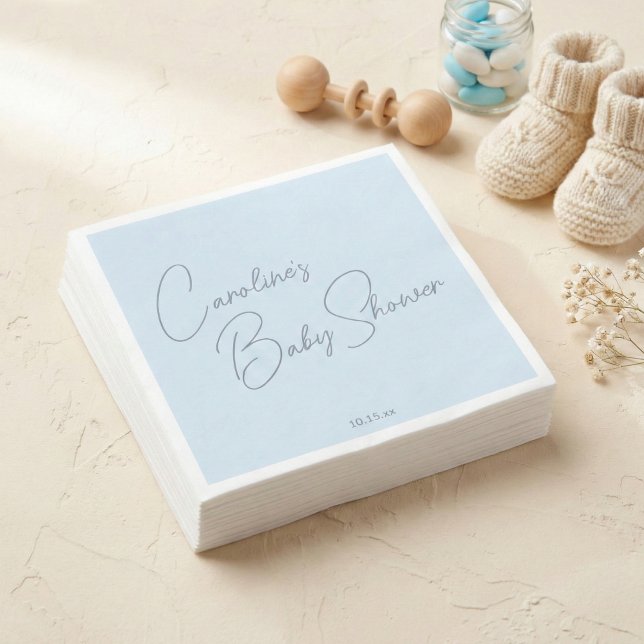 Guardanapo De Papel Chuva de Bebê Azul Moderno Script Personalizado Bo (Criador carregado)