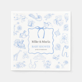 Guardanapo De Papel Chuva de Bebê Azul Toile De Jouy Menino