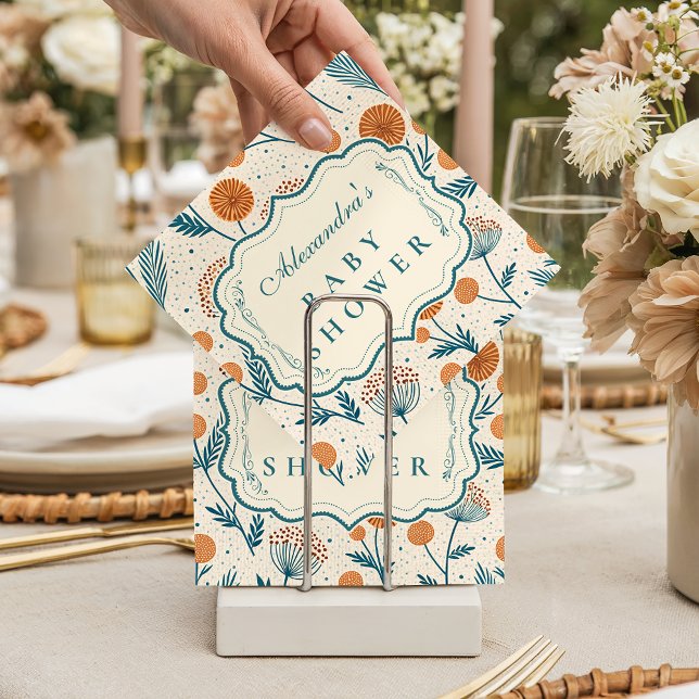 Guardanapo De Papel Chuva de Bebê Botânica Laranja Salvia (Criador carregado)