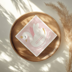 Guardanapo De Papel Chuva de bebê cisne feminino rosa aqua fofo elegan