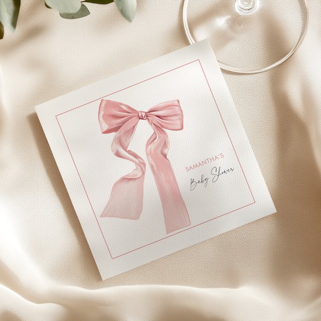 Guardanapo De Papel Chuva de Bebê com Laço Rosa Papel Elegante (Criador carregado)