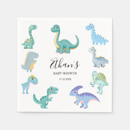 Guardanapo De Papel Chuva de Bebê de Dinossauro Elegante Branco