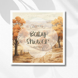 Guardanapo De Papel Chuva de Bebê em Aquarela de Floresta Elegante de
