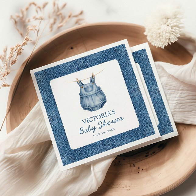 Guardanapo De Papel Chuva de Bebê em Denim Azul (Criador carregado)