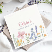 Chuva de Bebê Floral Aquarela Rosa Flor Silvestre