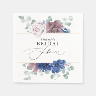 Guardanapo De Papel Chuva de Bebê Floral Azul Naval Rosa Chá de Noiva