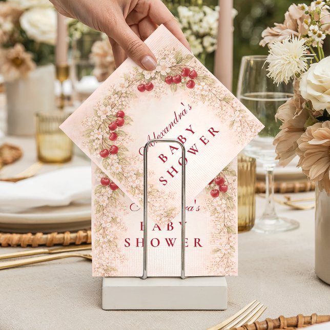 Guardanapo De Papel Chuva de Bebê Floral Cereja em Flor (Criador carregado)