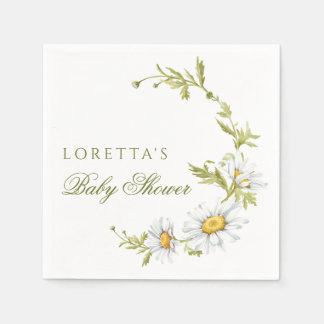 Guardanapo De Papel Chuva de Bebê Floral de Margaridas Minimalista Fof