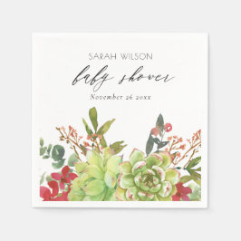 Guardanapo De Papel Chuva de Bebê Floral Vermelha de Cactus do Deserto