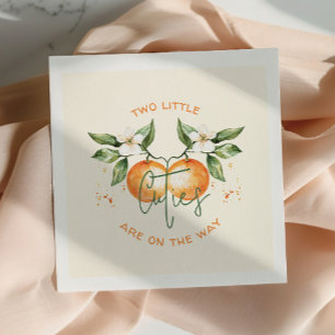 Guardanapo De Papel Chuva de Bebê Gêmeos Laranja Cítrico Duas Pequenas